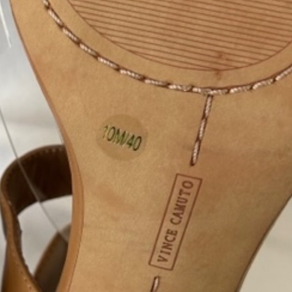 Vince Camuto style Megan Strappy Cognac Heels with back Zipper Closure - Picture 12 of 12